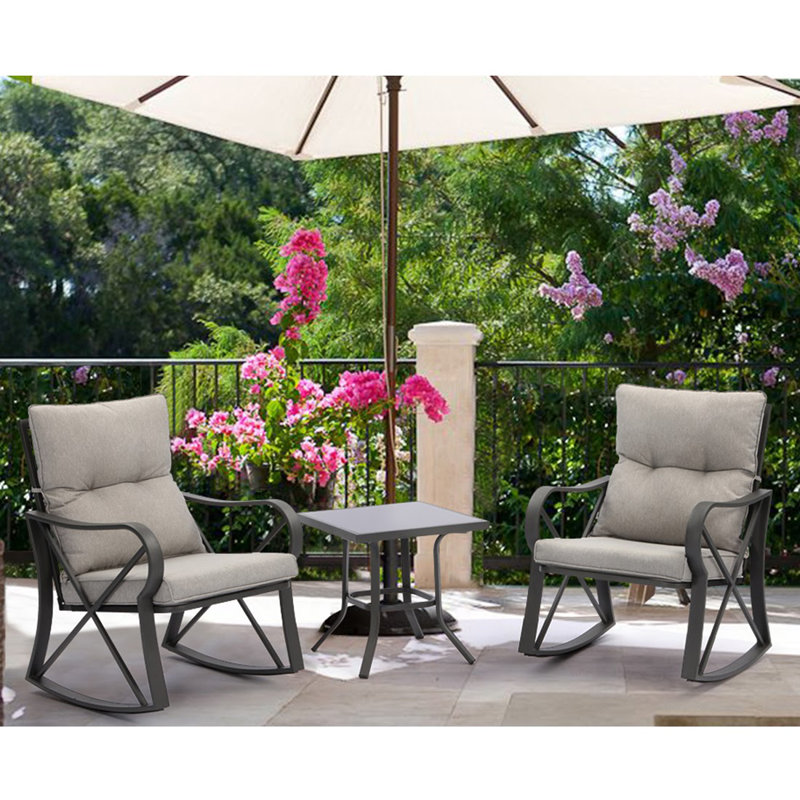 Red Barrel Studio® Outdoor Furniture 3Piece Rocking Chair Set W Warm